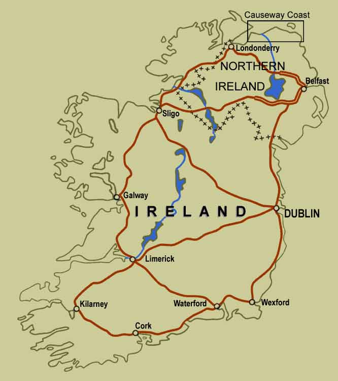 Map of Ireland
with
Boxed-Area Described on Image Map